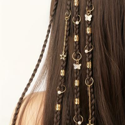 28Pcs Hair Braids Cuffs Hair Charms Dreadlock Jewelry Braid Jewelry Braid Rings Braid Decorations Jewelry For Hair Dreadlock