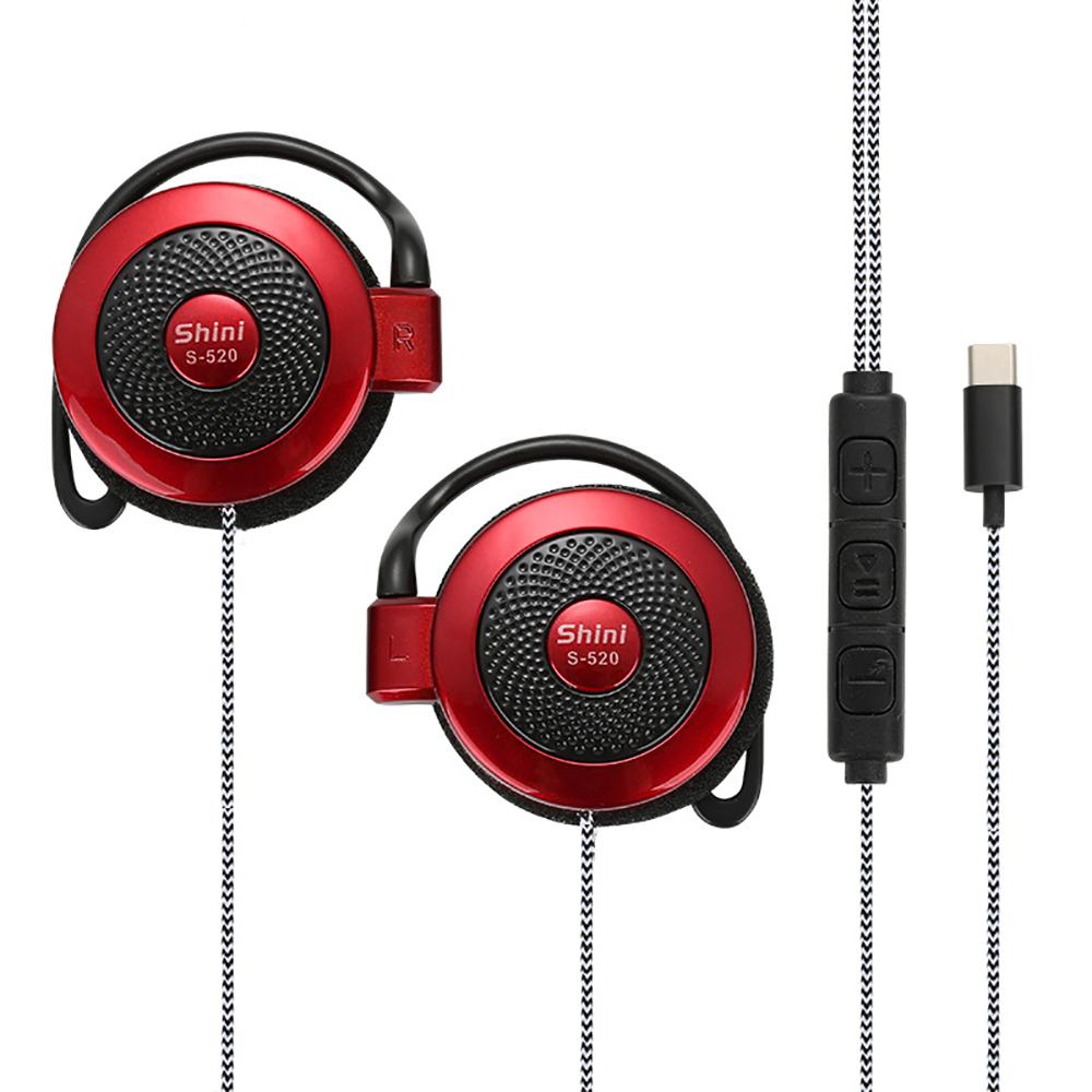 

Для S-520 Type-c Стерео MP4 Навушники-завушники Ігрові Спортивні Дозвілля Мобільний телефон Універсальні Завушні Гарнітури Дротові Спортивні Навушники червоний