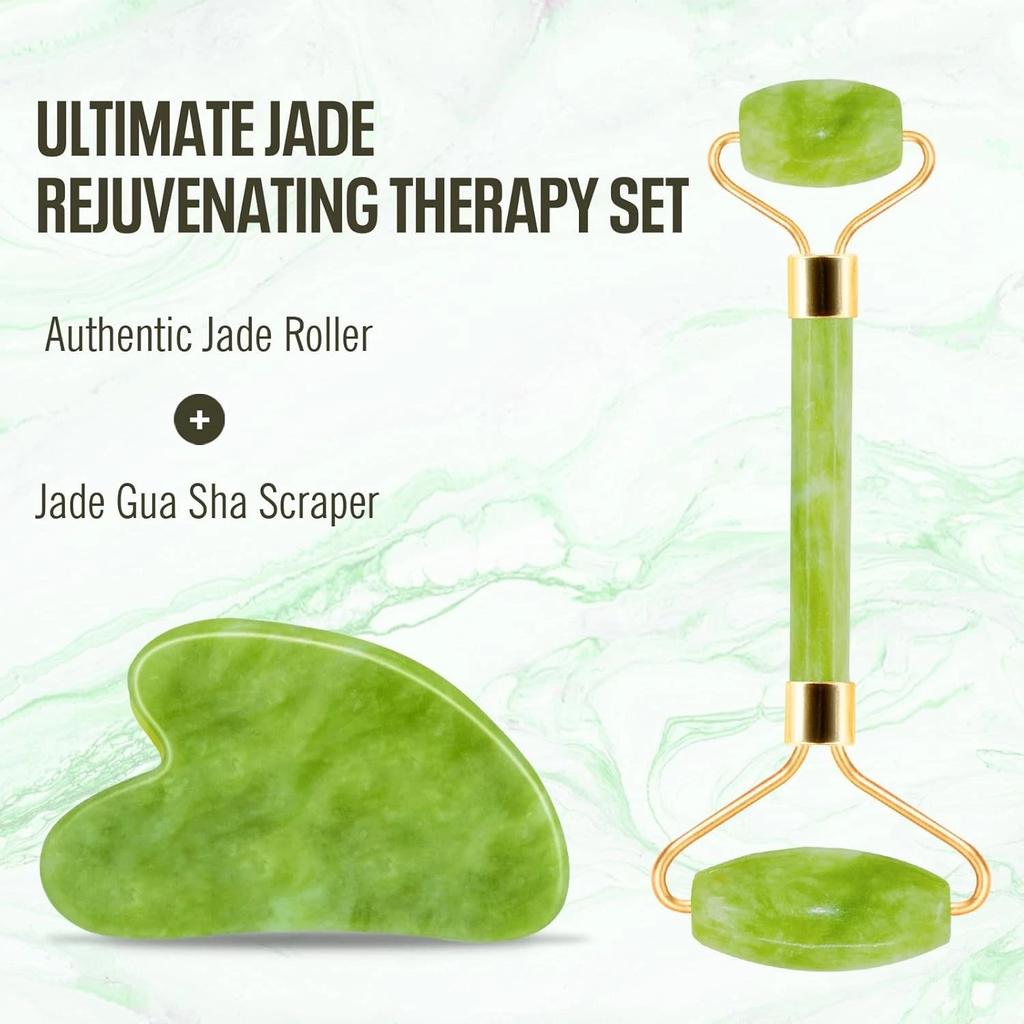 Natural Facial Jade Lifting Roller and Gua Sha Massage Tools Jade Roller Set