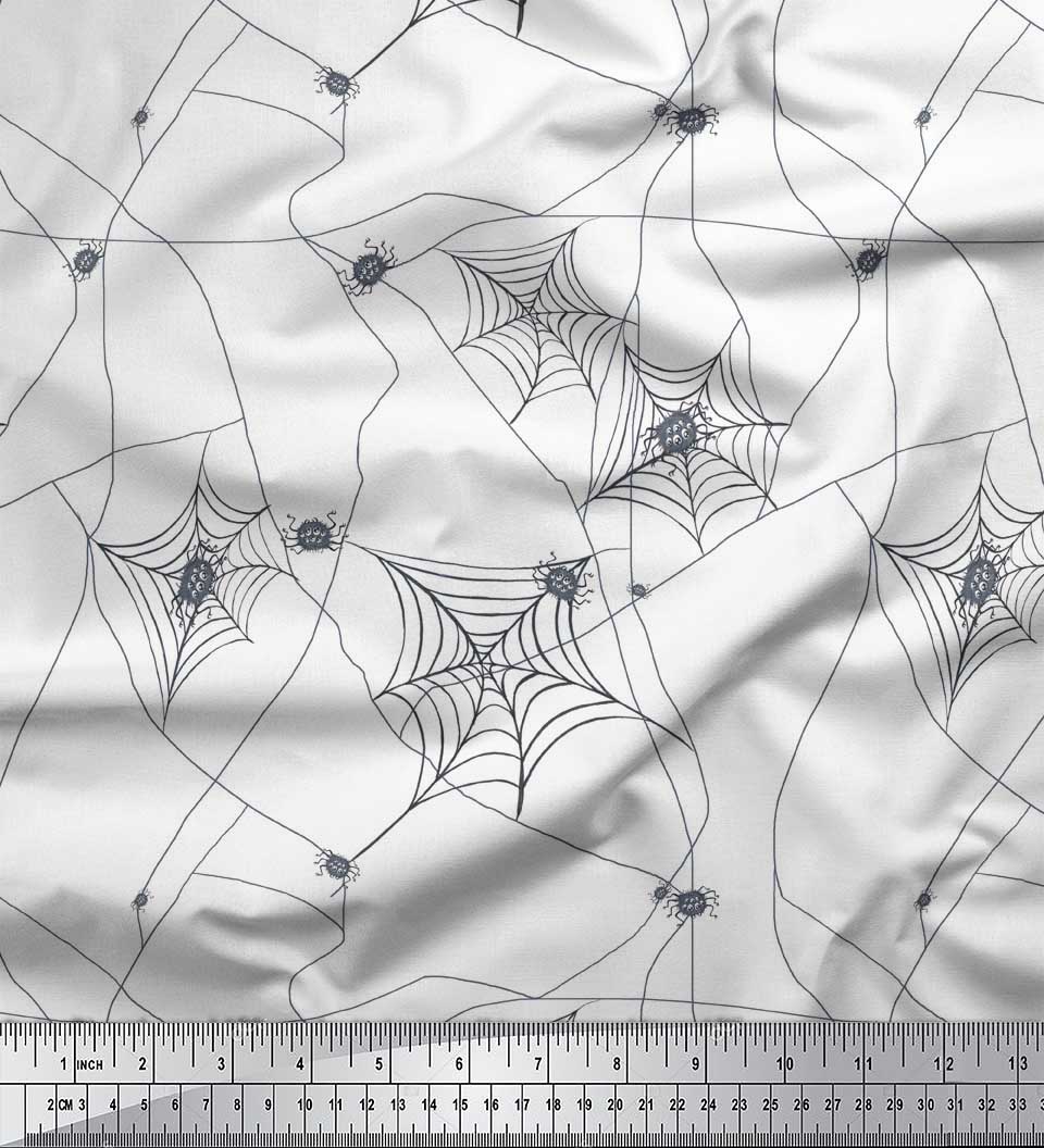 

Тканина Soimoi Purple Japan Crepe Satin Web & Spider Insects Print Тканина на метр 42 дюйма 42 Inch Wide - Poly Crepe білий