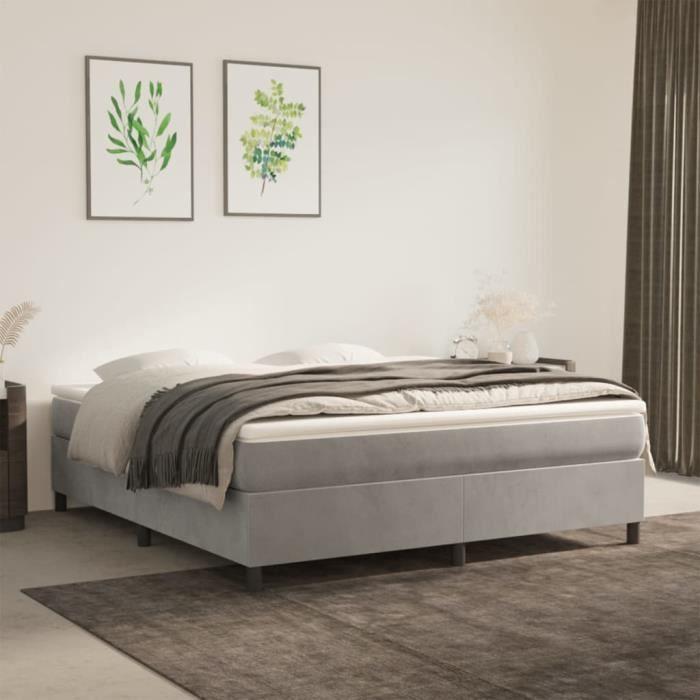 VidaXL Spring Bed Base Light Grey 160x200 Cm Velvet3121126