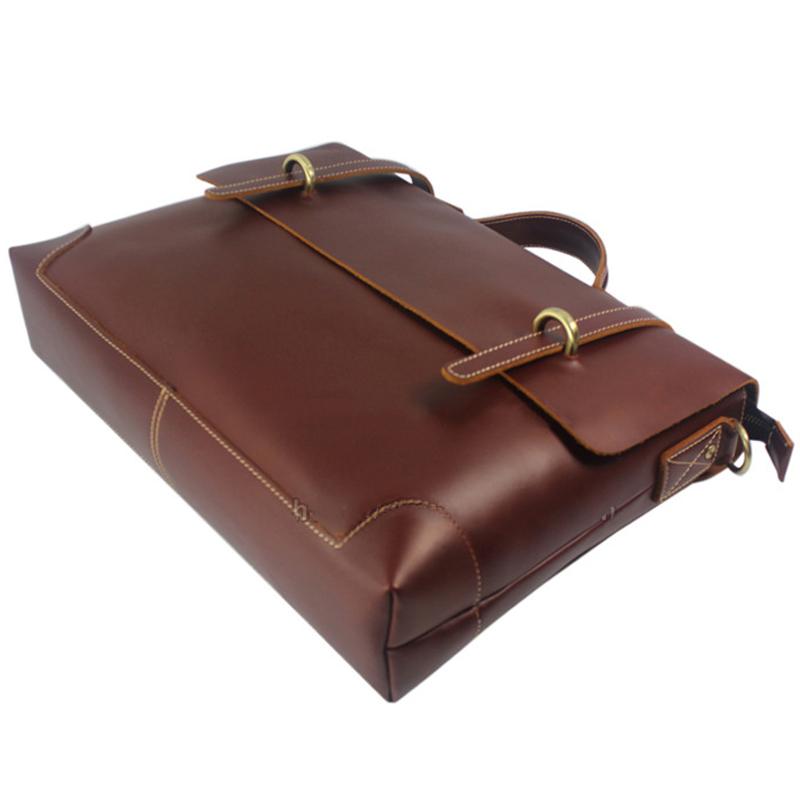 Glatte Vollnarbenleder Herren Aktentasche für Business Luxuriöse Bürotasche Laptoptasche Messenger Arbeitstasche