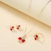 Four-leaf Clover Jewelry Set Featuring A Unique Heart-shaped Design with A Four-leaf Clover Necklace Ring and Earrings 3 Pieces