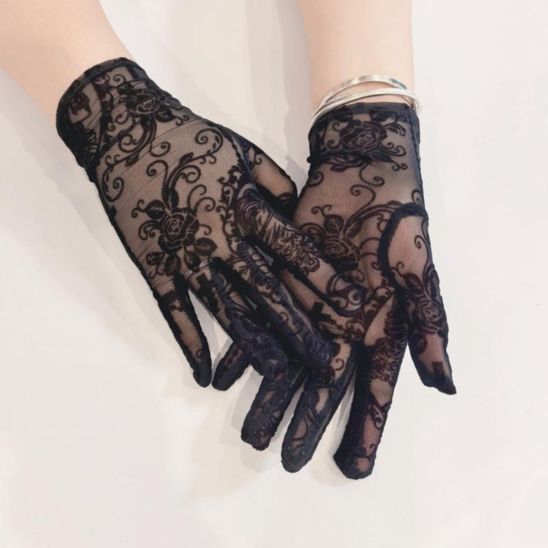 Breathable Elastic Gloves with Gothic Skull Design Perfect for Halloween Costumes Cosplay Event and Themed Parties