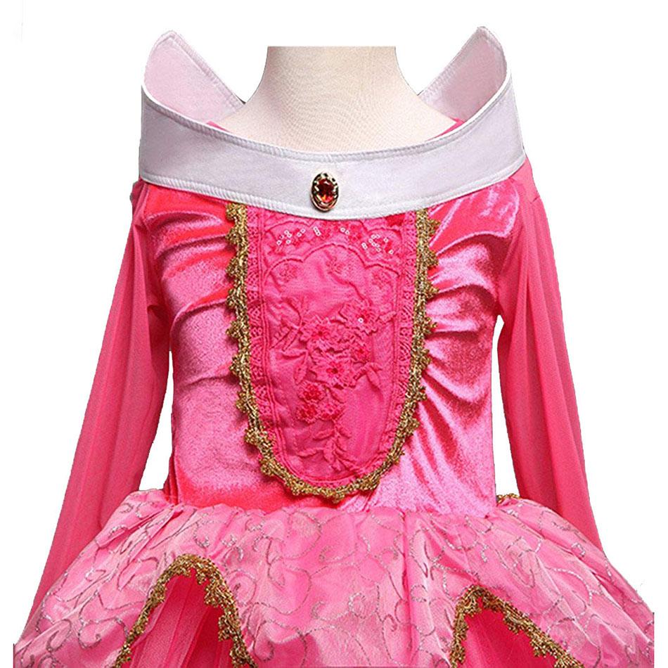 Girl Aurora Dress Sleeping Beauty Costume Kids Princess Dress Children Halloween Birthday Party Outfit Clothes