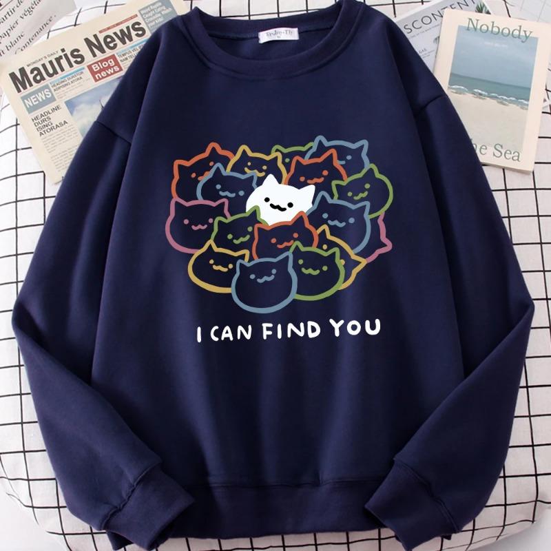 

Я могу найти тебя Веселый кот Милый принт Мультфильмы Мужская толстовка с капюшоном Осенняя модная одежда Мультфильм Толстовка с круглым вырезом Флисовые пуловеры и длинные рукава мужские 3XL темно-синий