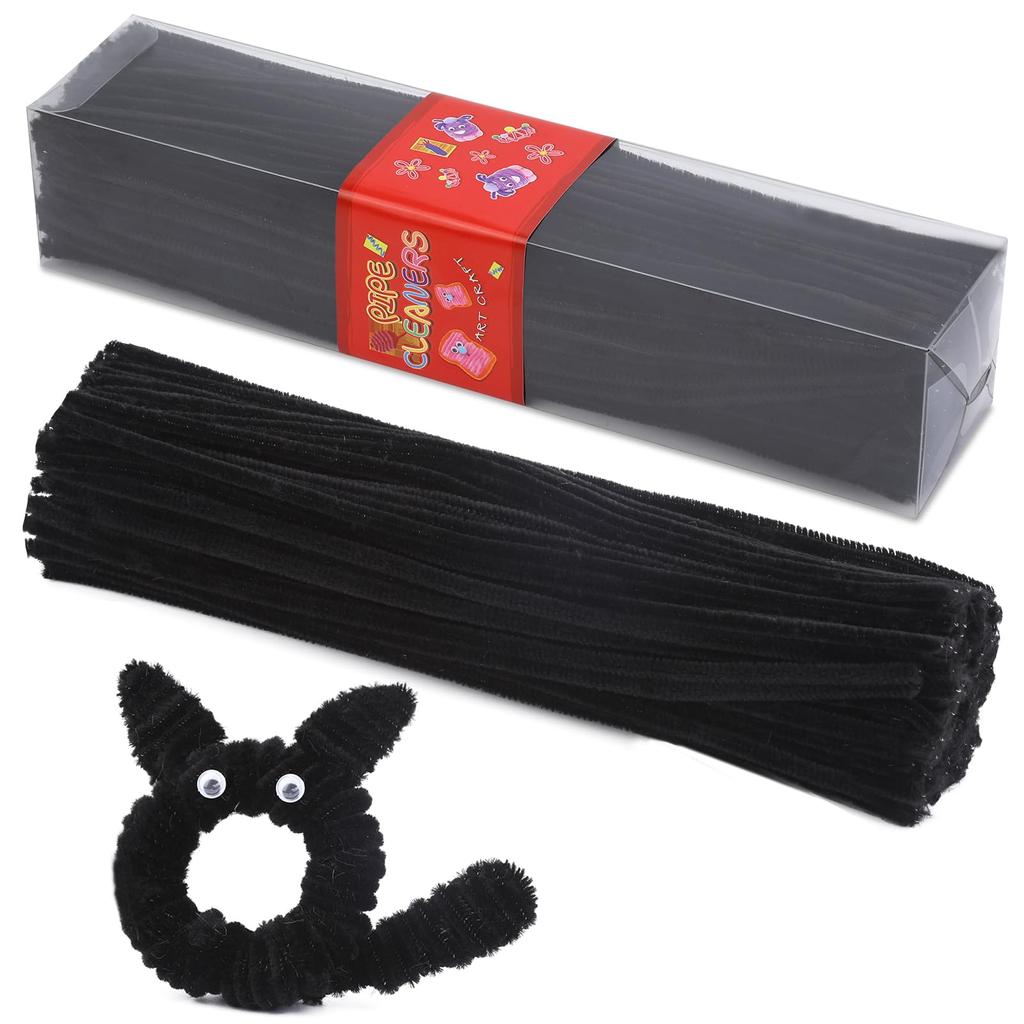 Fenrry 200PCS Colorful Pipe Cleaners Chenille Stems DIY Arts and Crafts with Adhesive Eyes and Storage Box Christmas Decoration