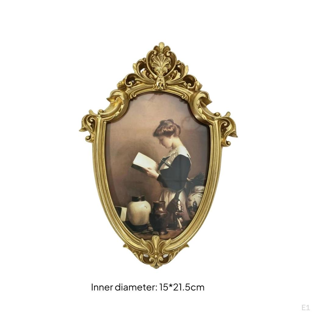 Resin Picture Frame Ornate Oval Vintage for Living Room