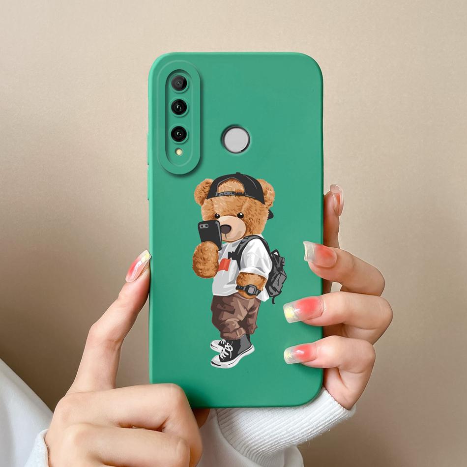 Cover For Honor 20i 20E 20 Lite Pro Case Bear Liquid Silicone Full Coverage Anti Drop Protectors For Honor 20Lite 20Pro Carcasa