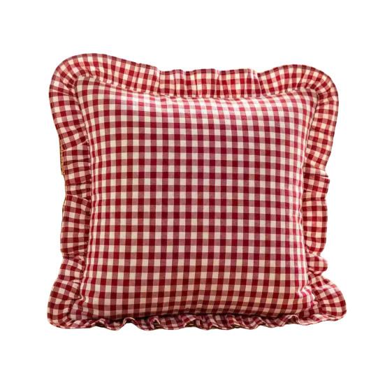 Copricuscino Decorativo a Volant per Divano Letto Quadrato, Federa a Quadri in Cotone con Bordo Arricciato, Cuscini Monocolore 18x18 Pollici 20x12 Copertura Decorativa per