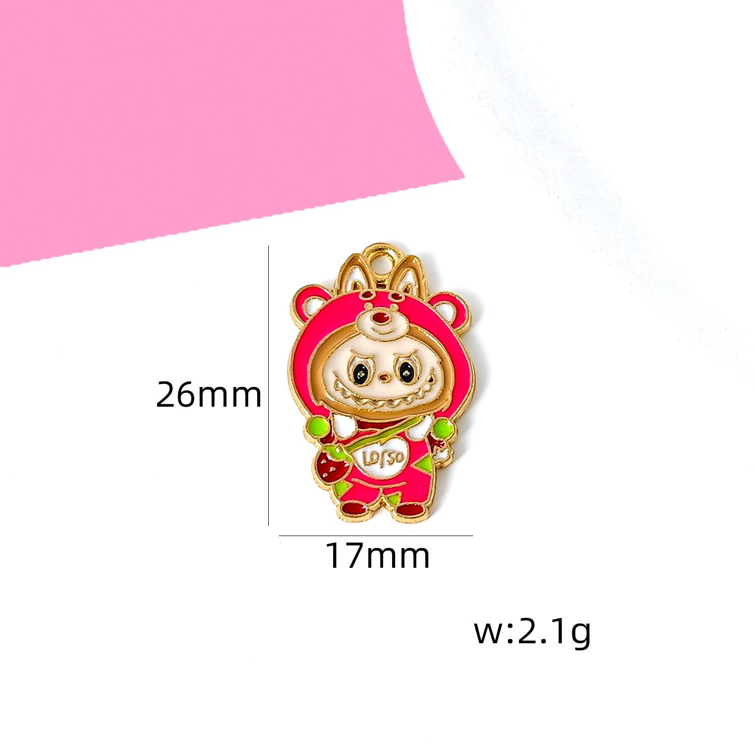 

Cartoon Labubu Alloy Pendant: DIY Keychain, Necklace, Mobile Charm Size as marked in image
