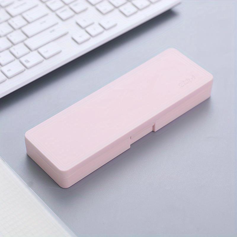 1pc Assorted Colors Plastic Pencil Case Box With Lid Snap Closure, Large Capacity School Supplies Storage Organizer Box For Kids