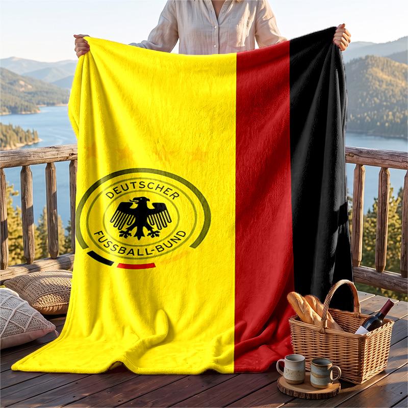 Warm Flannel Blanket Germany National Team Pattern, Lightweight Comfortable Throw Blanket for Bed Sofa Use