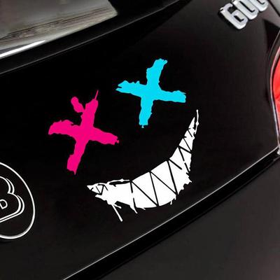 Autocollants pour casque de moto, autocollants réfléchissants et imperméables pour voiture, visage souriant, pour motocross, pour lunette arrière de voiture, autocollants personnalisés