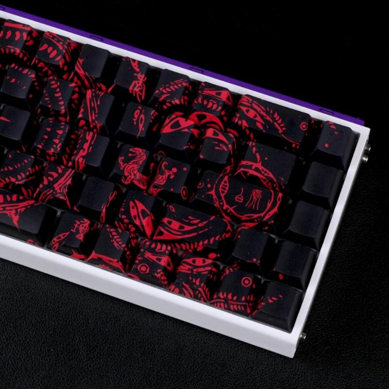 Side Printed Keycaps Intricate Pattern Theme for 60% 68% Mechanical Keyboards Heat Sublimation Printing