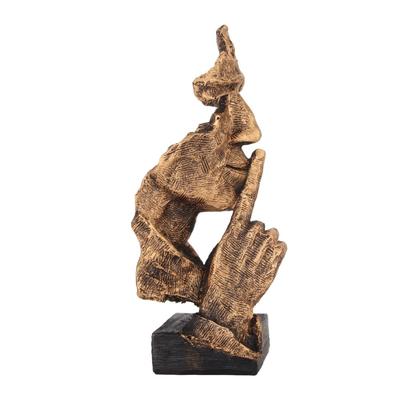 17 X 7.5 X 6cm Silence Is Gold Statue Antique Finish Silence Is Gold Figurine  Home Decor