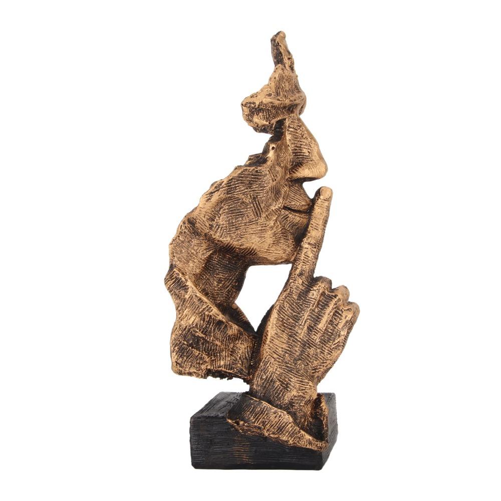 17 X 7.5 X 6cm Silence Is Gold Statue Antique Finish Silence Is Gold Figurine  Home Decor
