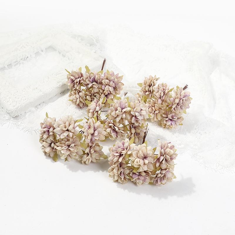 6Pcs 11Cm Artificial Flowers Silk Mini Carnation Wedding Handicraft Wreath Accessories Christmas Diy Home Decortion Scrapbooking