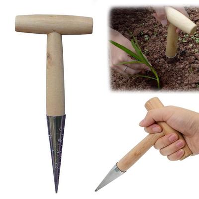 Plant Hole Digger for Planting Garden Seeds Bulbs Planting Tool Handheld Digger with Wooden T-Handle for Tulip Daffodil Saffron Vegetable Seeds