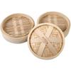 Bambus Eco-Friendly Chinese Bamboo Cooking Steamer with Pot Cover 2 Layers 1L Capacity for Household & Restaurant Use