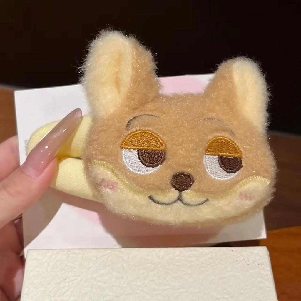Cute Judy Nick Plush Hair Ties Women's Fluffy Plush Ears Hair Bow Cartoon Bunny Fox Hair Bands Hair Accessories Christmas Gift Idea