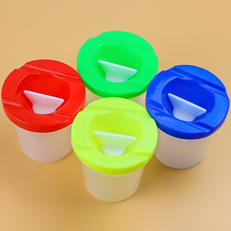 

Детская палитра красок и стаканчик для мытья кистей, разных цветов Red lid with liner