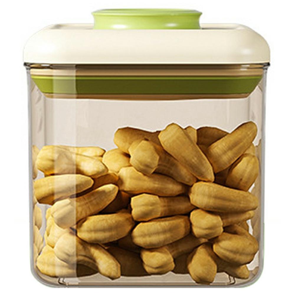 

1050ml Push Button Airtight Square Container Grains Coffee Snacks Kitchen Food Storage Canister (BPA-Free, No FDA) A