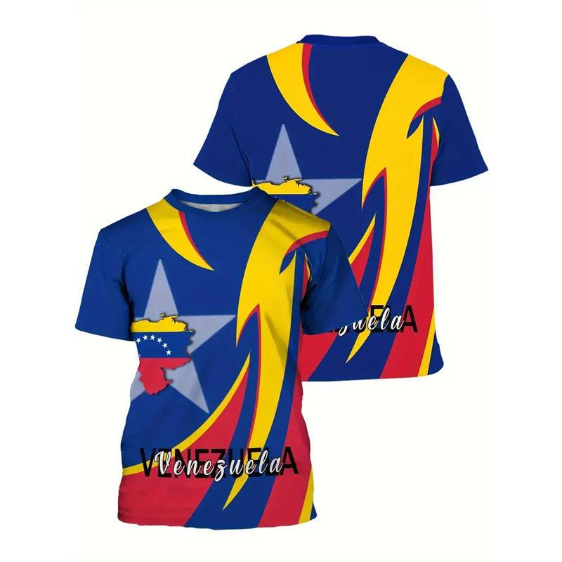 Patriotic Venezuela Flag Print Short Sleeve T-Shirt