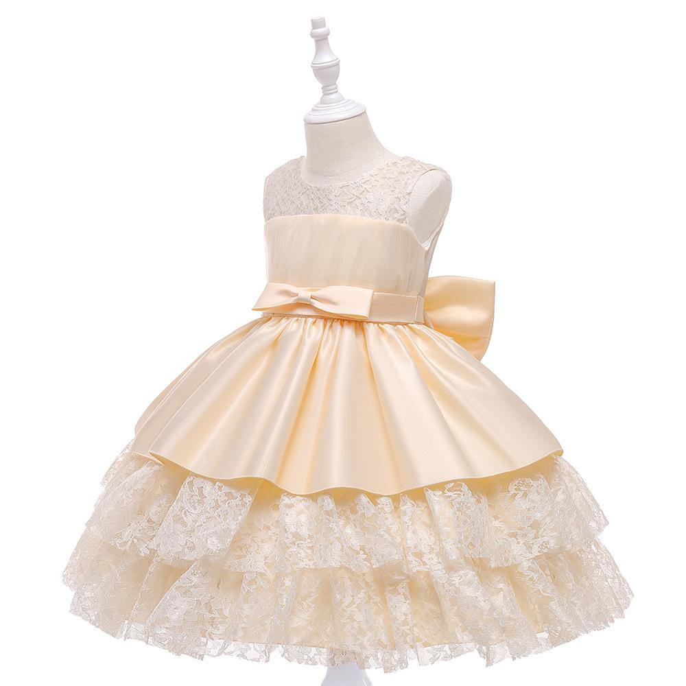 

Детская праздничная одежда для выпускного вечера с большим бантом, детский костюм для девочек, платья принцессы с открытой спиной, платье, кружевная одежда для девочек на день рождения