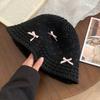 Mini Bow Beach Straw Hat Breathable Women Suncreen Hat Fashion Korean Bucket Hat  Sun Protection