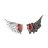 PANJBJ 925 Sterling Silver Red Zircon Studs Earring For Women Neo-Gothic Punk Wing Feather Angel Devil Jewelry Gift Dropshipping