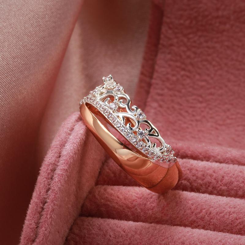 Luxury Bridal Wedding Ring Micro-Wax Inlay Natural Zircon  Rose Gold With  Color Rings For Women Vintage Jewelry