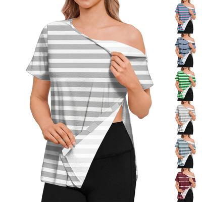 Women's Post-operative Short-sleeved Color Shirt With Shoulder Zipper And Side  Closure.