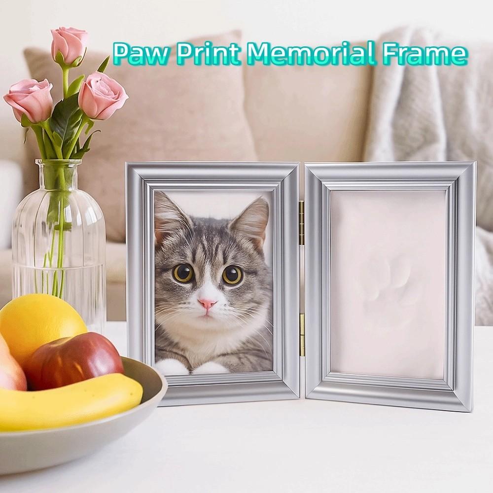 Metal Buckle Paw Print Memorial Frame Foldable Pet Handprint Shadowbox  DIY Craft Project
