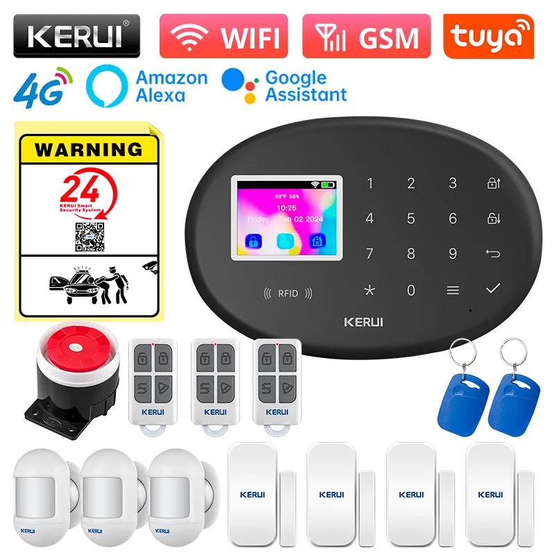 KERUI WiFi + 4G/2G Home Security Alarm System with PIR Motion Detector Door Sensor Tuya Smart Burglar Alarms Wireless Zones W204