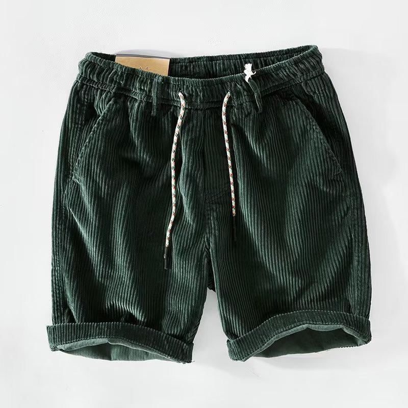 Men's Trendy Retro Corduroy Workwear Shorts - Casual Loose Fit Five-Point Design