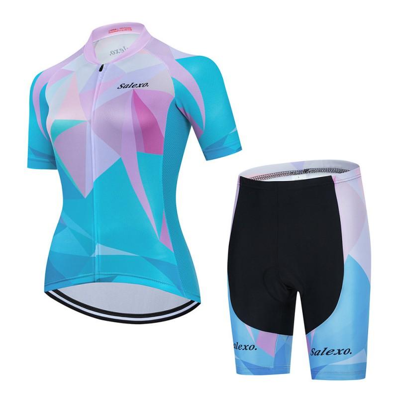 Womens Breathable Cycling Jersey Set Short Sleeve Mountain Road Bike Apparel Slim Fit