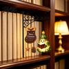 Festive Reading Nook Accents Christmas Bookshelf Hanging Light, Snowman Book Lamp, Metal Decorative Supports Floating Library Lantern Decor,