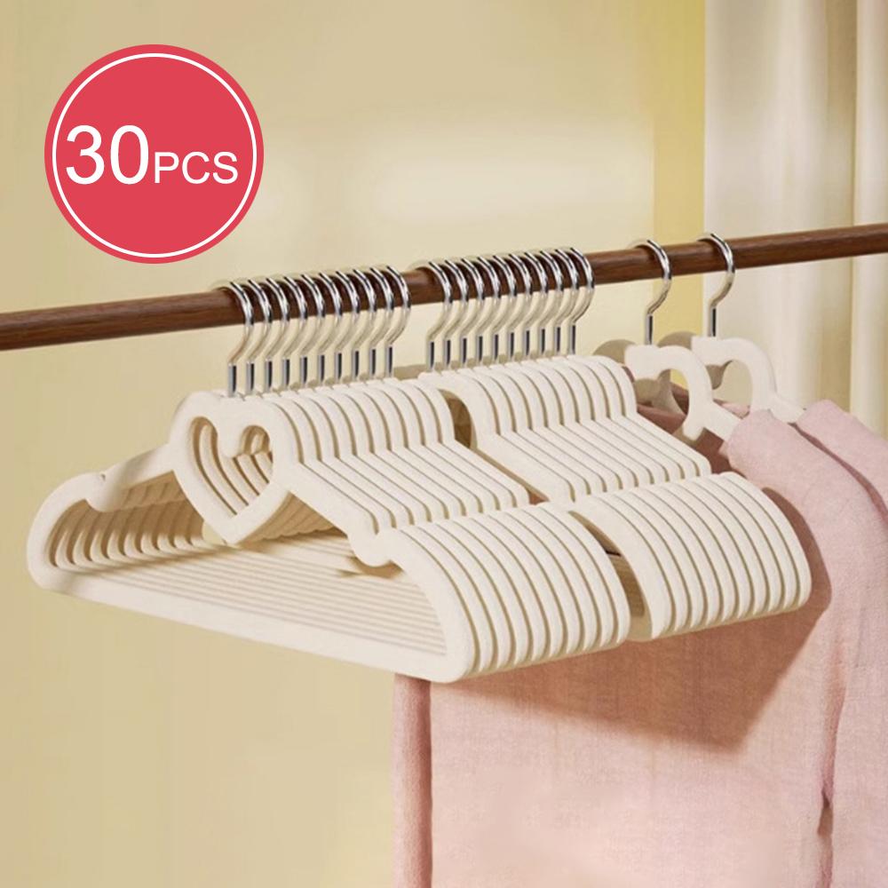 10-30PCSLove flocking clothes hanger, anti slip and traceless, home wardrobe hanging clothes, thicker storage clothes hanger