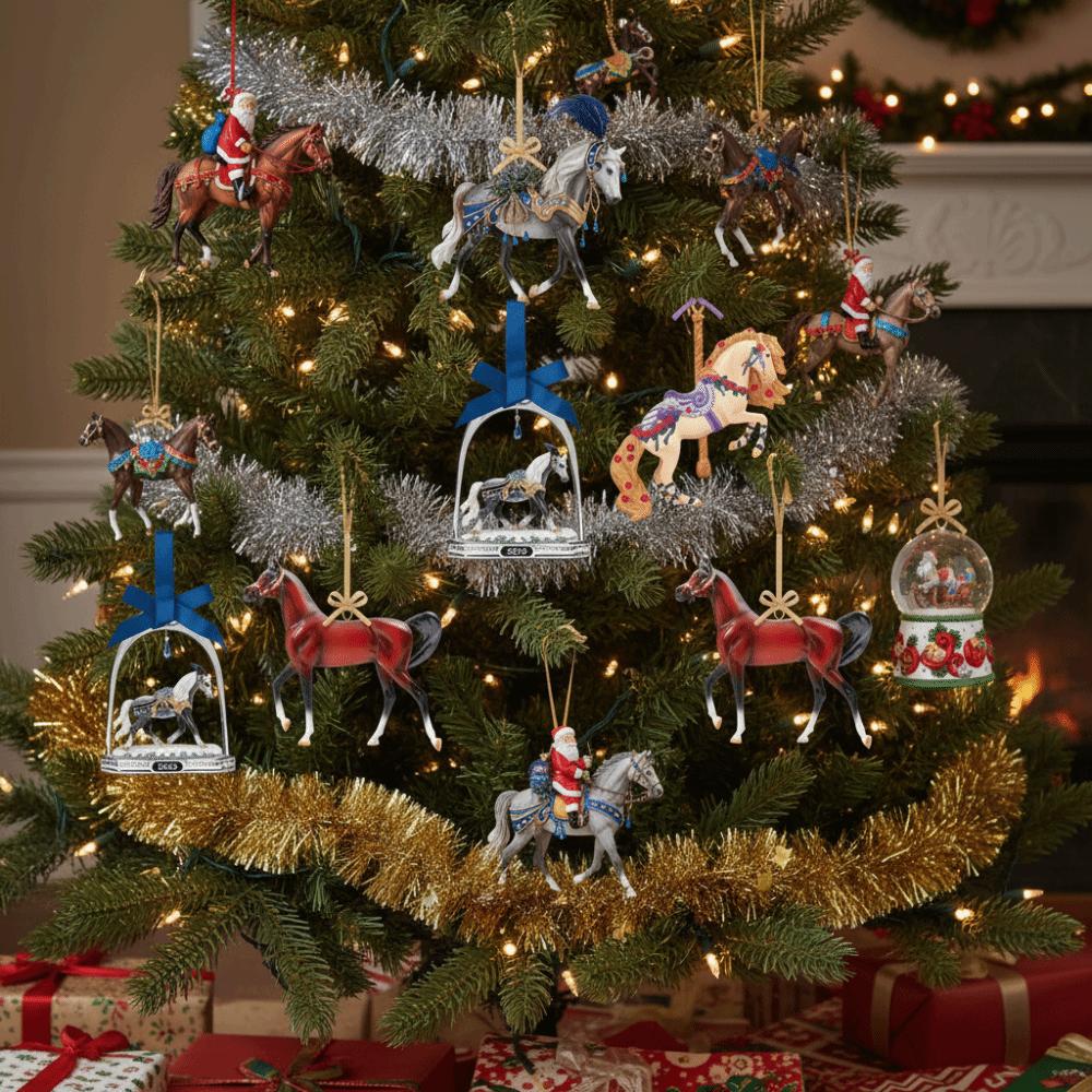 Santa Horse Christmas Hanging Pendant Acrylic 2D Flat Car Horse Pendant New Year Gift Bag Charms Christmas Tree Ornament