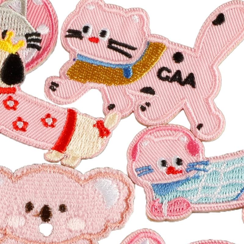 17Pcs Animal Iron On Fabric Patches Adhesive Embroidery Applique For Jackets Backpacks Clothing Decoration Sewing Craft