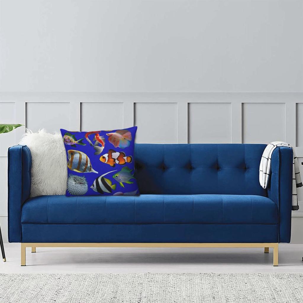 Vintage Fish Trout Pillow Cover Cartoon Fishes Fashion Pillow Case Polyester Cushion Cover Pillowcases For Sofa Home Decorative