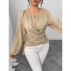 Women's V Neck Long Sleeve Regular Fit Elegant Wrap Blouse Shirt for Winter Daily Wear