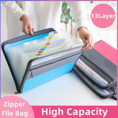 Carpeta A4 de 13 capas con doble cremallera, resistente al agua, para documentos, material de oficina para estudiantes