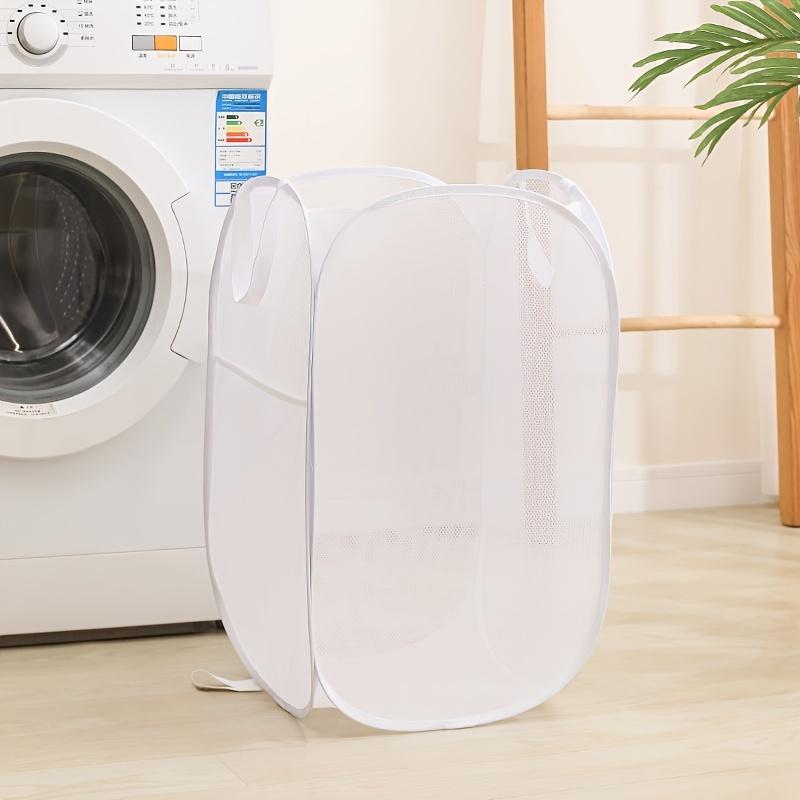 1pc Collapsible Mesh Laundry Hamper with Durable Handles & Side Pockets - Portable Expandable Clothes Basket for Dorm, Bathroom, Travel