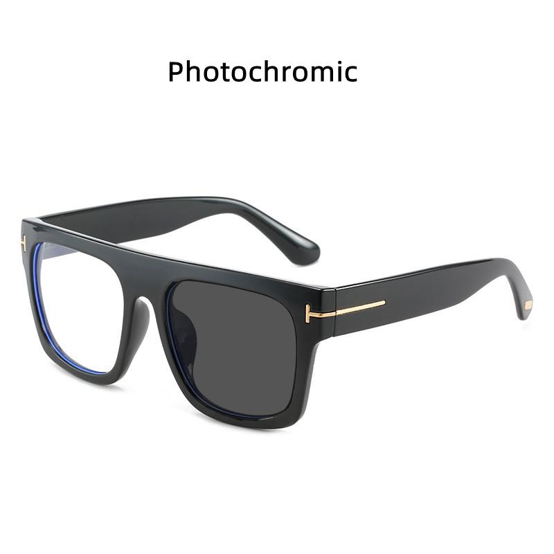 Photochromic Reading Glasses Oversized Square Leopard Print Women Eyeglasses Anti Blue Light Big Frame Computer Eyewear
