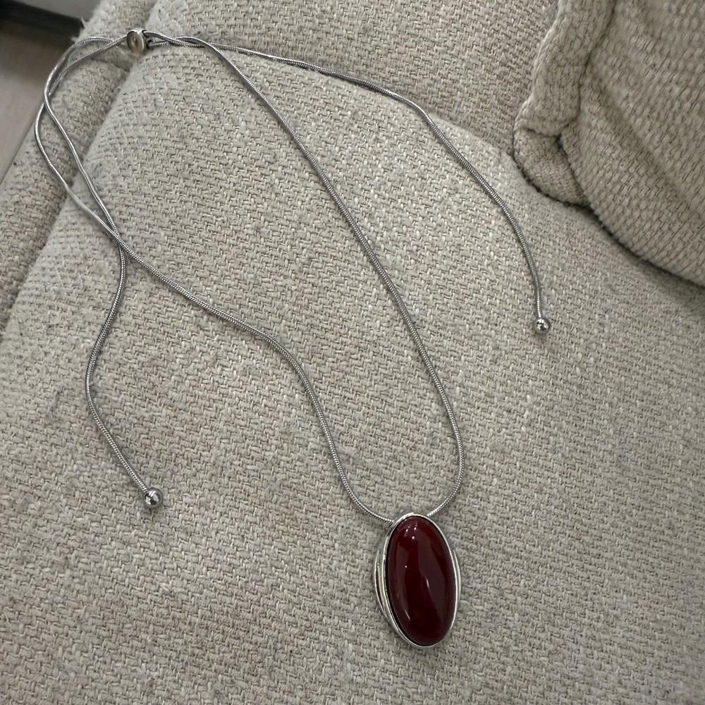 Retro Necklace for Women Advanced Stone Pendant Necklace Trendy Sweater Chain  Clothing Accessories