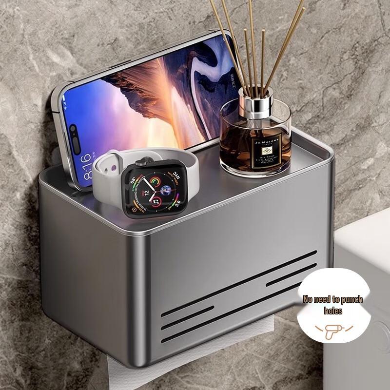Space Aluminum Bathroom Tissue Holder with Shelf