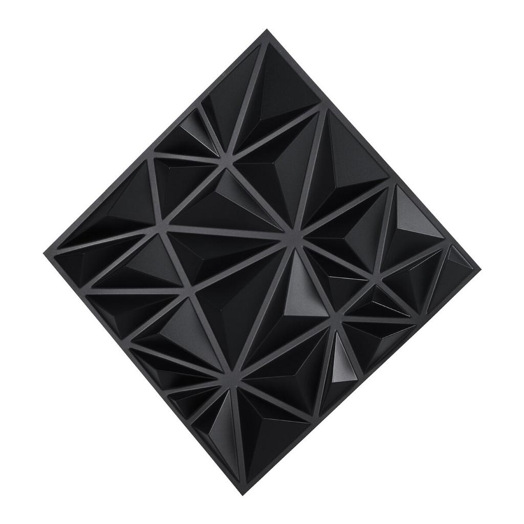 3D Wall Panels 33-Pack 11.81x11.81'' PVC 32 Sq.Ft Coverage Diamond Black