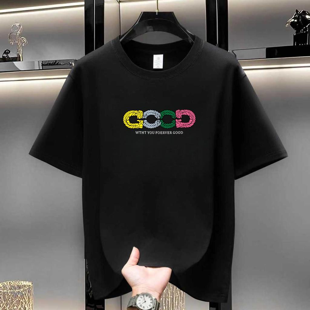 Heavy Double Yarn Light Luxury T-Shirt Men'S Short-Sleeved Round Neck Loose And Versatile Trendy Brand Casual Men'S Bottoming Shirt